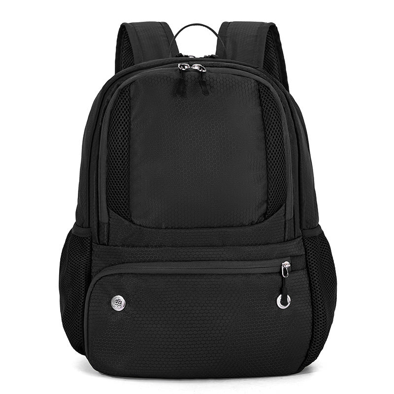 24L High-Capacity Black Basketball Backpack with Shoe Compartment & Dedicated Ball Zone - Waterproof & Durable Oxford Training Bag