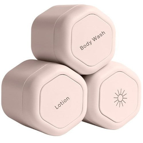 3-Piece Pink Magnetic Travel Capsules - Leak-Proof & TSA-Friendly Cosmetic and Skin Care Containers