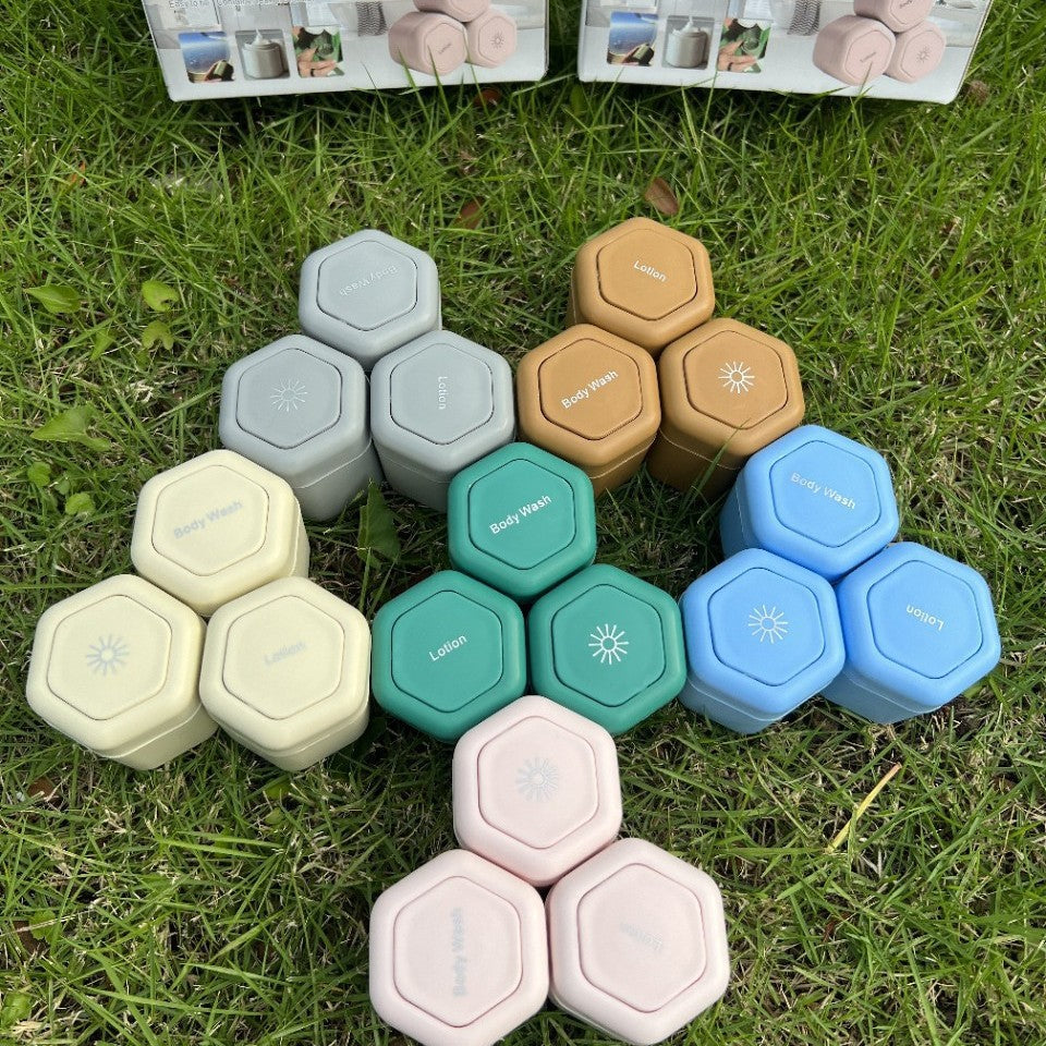 3-Piece Beige Magnetic Travel Capsules - Leak-Proof & TSA-Friendly Cosmetic and Skin Care Containers