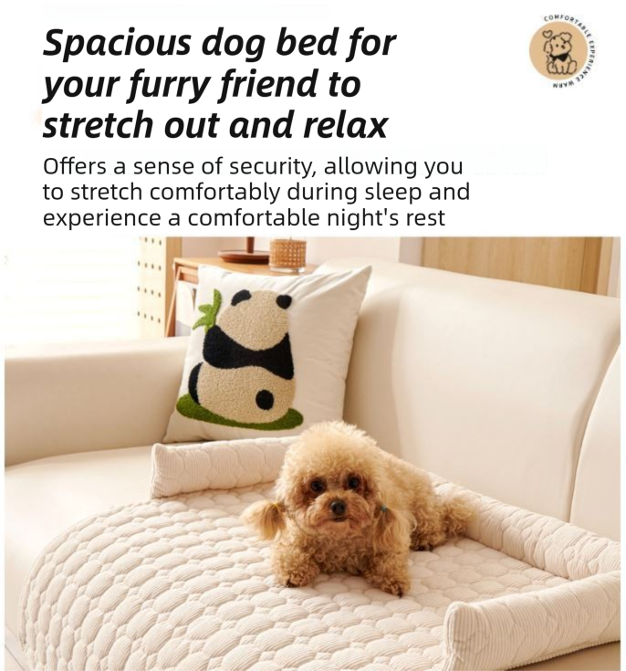 Brown Pet Sofa Protector & Calming Bolster Bed with Diamond Lattice - 75x75CM Thickened Non Slip Furniture Cover for Cats & Dogs