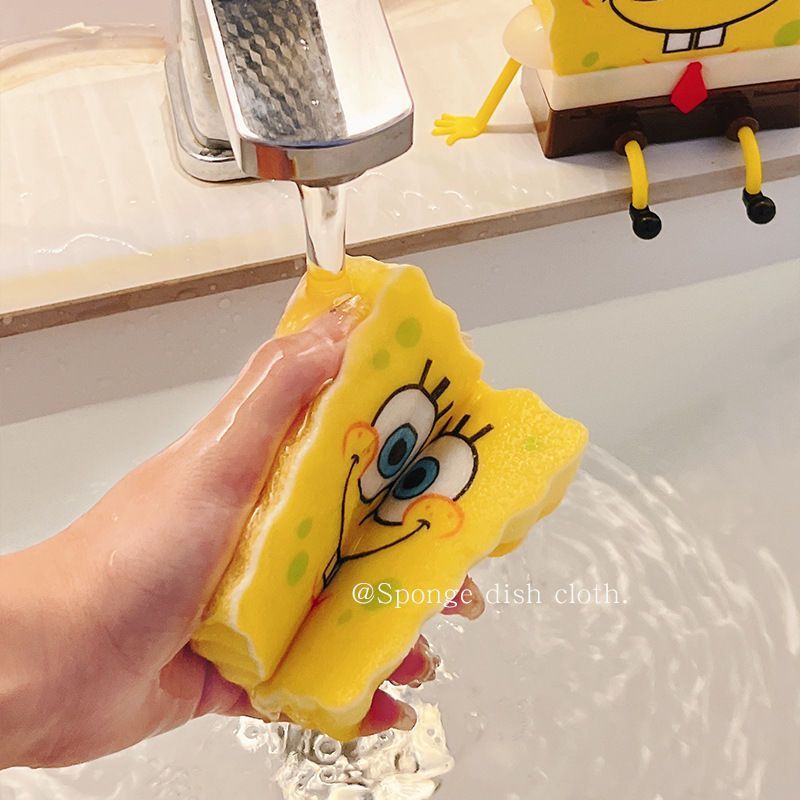 Cute SpongeBob Kitchen Dishwashing Kit - 5PC High-Absorbency Cleaning Sponge