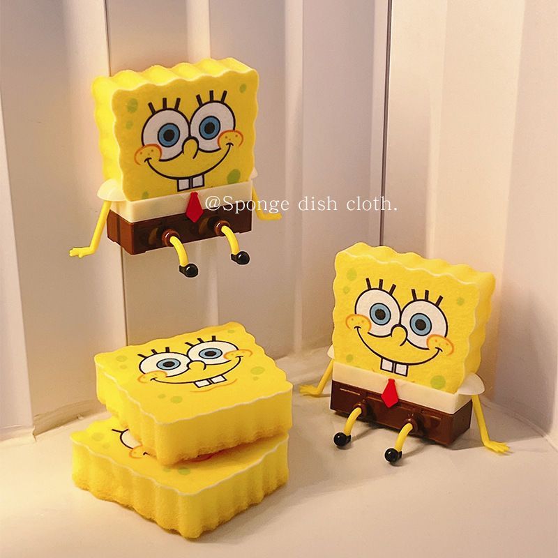 Cute SpongeBob Kitchen Dishwashing Kit - 5PC High-Absorbency Cleaning Sponge