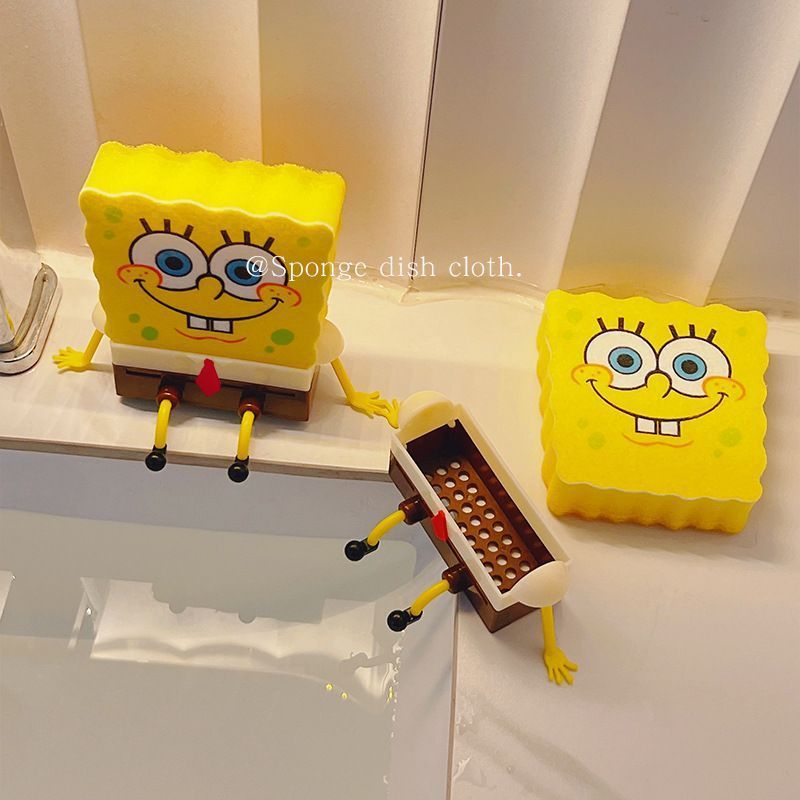 Cute SpongeBob Kitchen Dishwashing Kit - 5PC High-Absorbency Cleaning Sponge