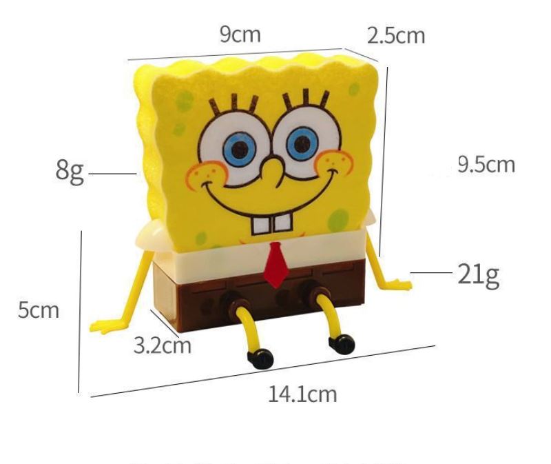 Cute SpongeBob Kitchen Dishwashing Kit - 5PC High-Absorbency Cleaning Sponge