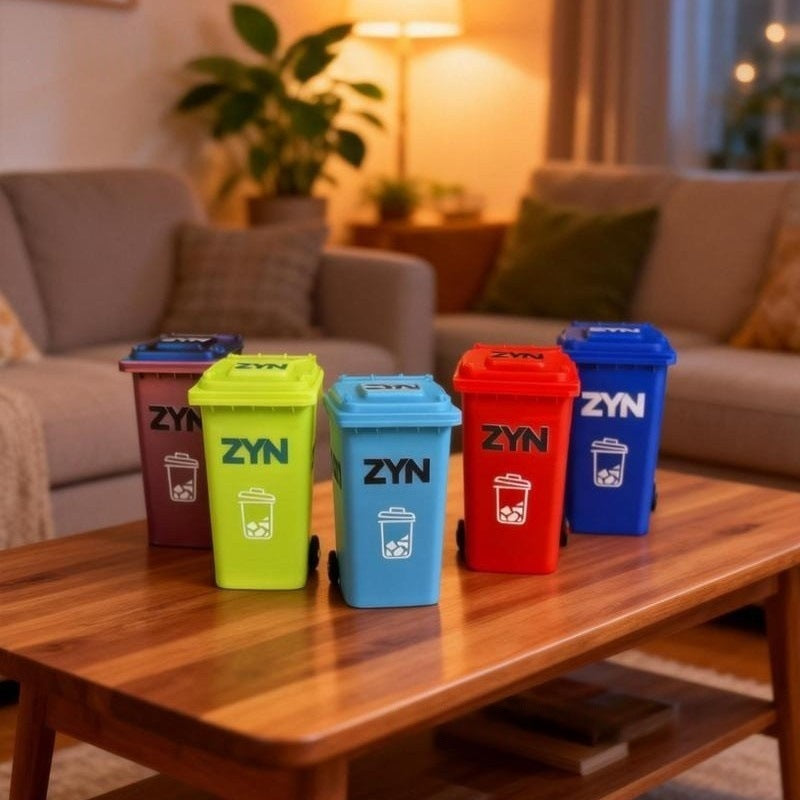 3-Color Dazzled Mini Zyn Bin Desk Simulation Trash Can - Novelty Desktop Decor & Storage Box
