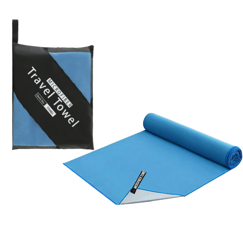 40×80CM and 76×152CM Ultra-Fine Microfiber Double-Sided Fleece Towel Set - Rapid Drying Travel &amp; Fitness Essentials (Blue Grey)