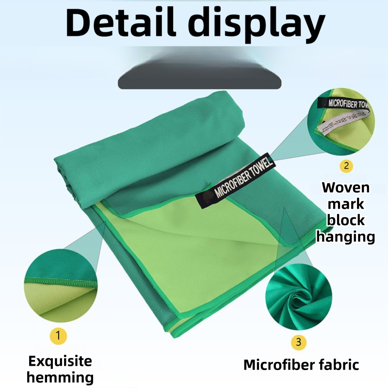 40×80CM and 76×152CM Ultra-Fine Microfiber Double-Sided Fleece Towel Set - Rapid Drying Travel & Fitness Essentials (Blue)