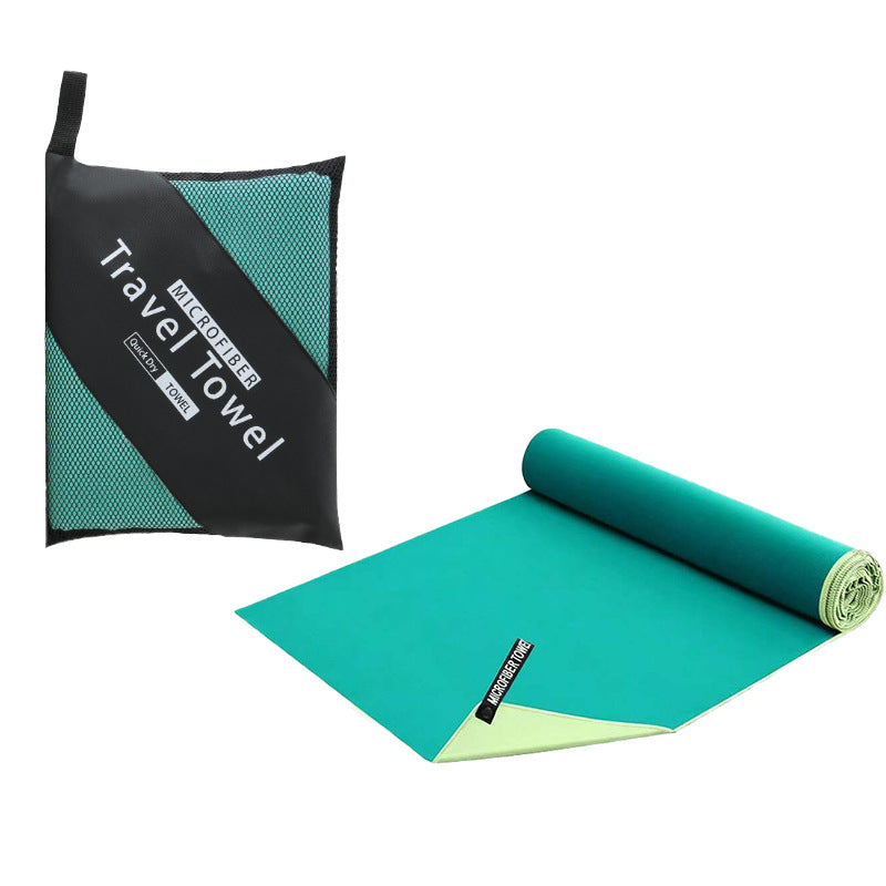 40×80CM and 76×152CM Ultra-Fine Microfiber Double-Sided Fleece Towel Set - Rapid Drying Travel &amp; Fitness Essentials (Green)
