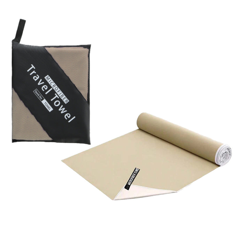 40×80CM and 76×152CM Ultra-Fine Microfiber Double-Sided Fleece Towel Set - Rapid Drying Travel &amp; Fitness Essentials (Khaki Pink)
