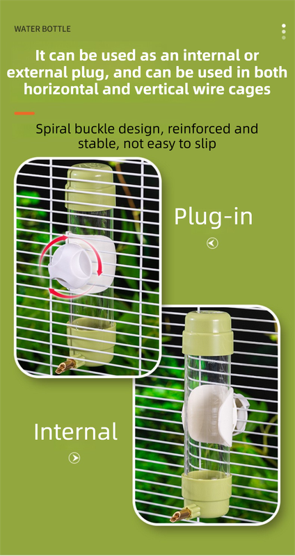 White Automatic Bird Water Dispenser with Extended Brass Needle Valve and Graduated Marking - 200ML Transparent Flat Cap Feeder