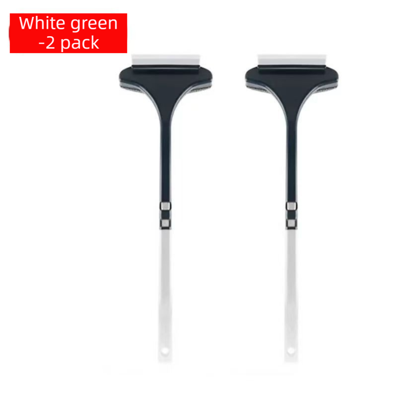 2-Pack 2-in-1 Professional Window Screen Brush &amp; Glass Cleaner - Detachable Long-Handle Squeegee &amp; Scrubber (White Green)