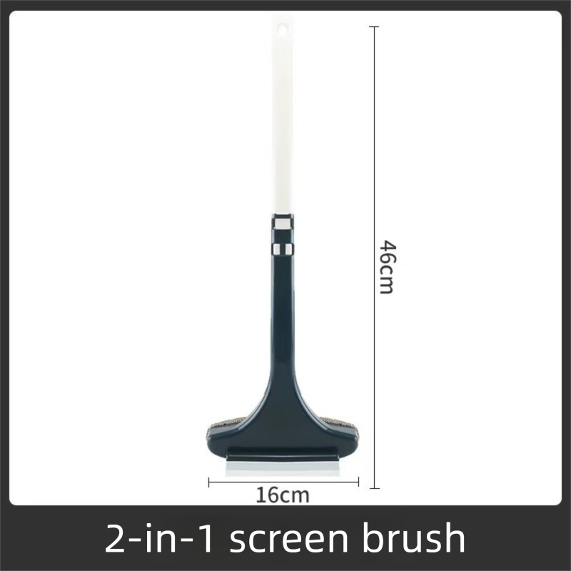 2-Pack 2-in-1 Professional Window Screen Brush & Glass Cleaner - Detachable Long-Handle Squeegee & Scrubber (White Green & Yellow Green)