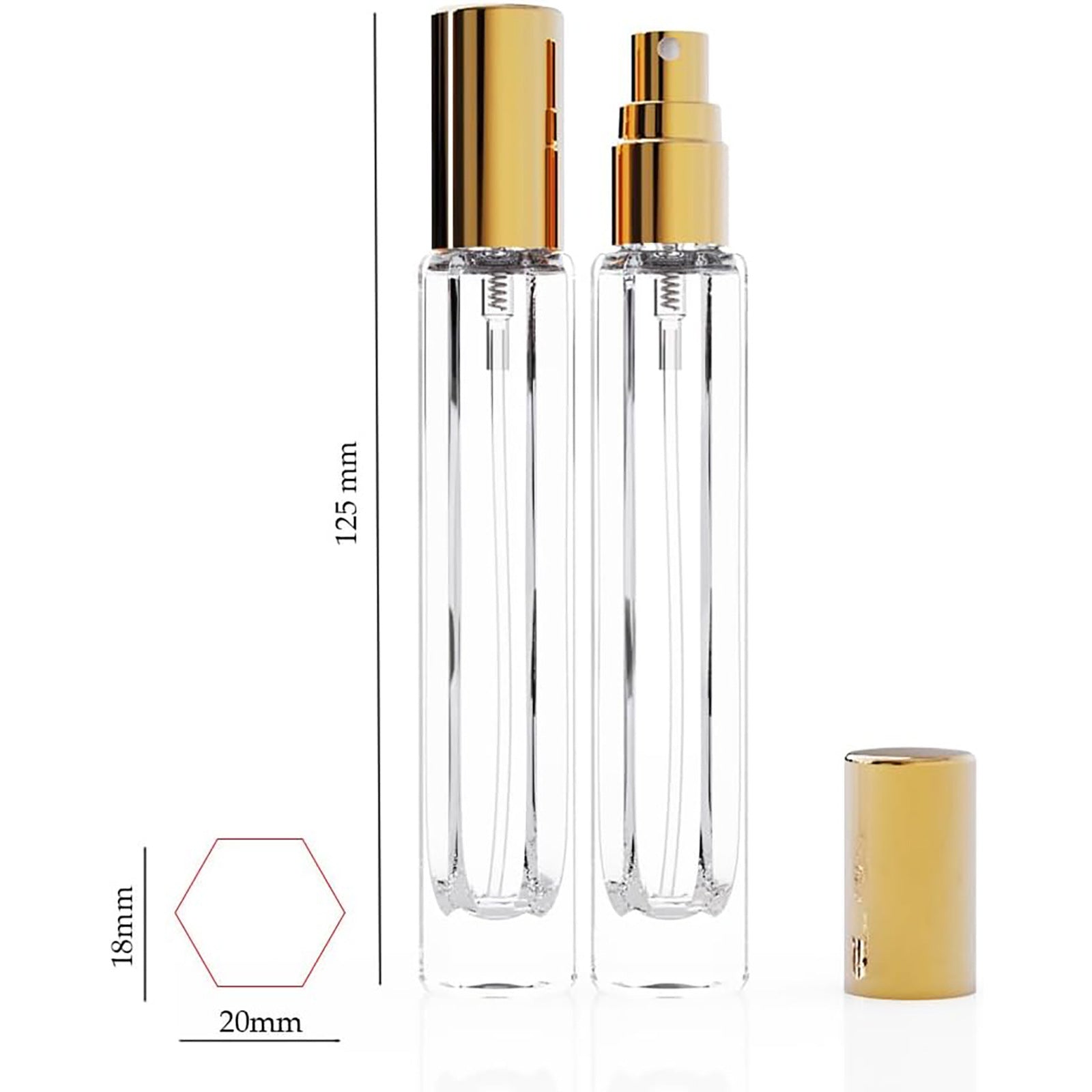 5-Piece Black Premium Glass Travel Perfume Atomizer Set - 10ml Portable Refillable Sprayers with Transfer Tools