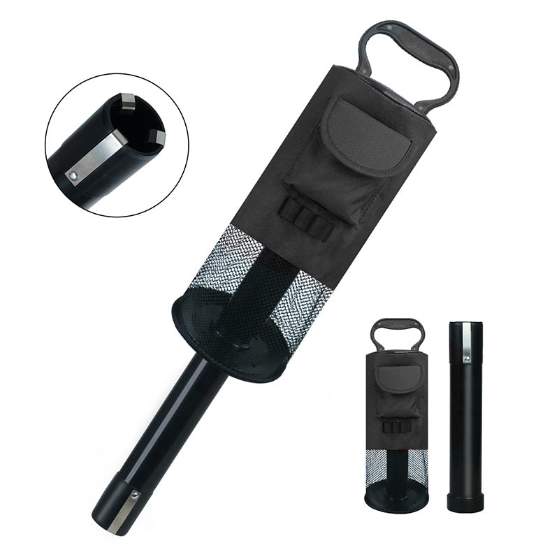 Black Lightweight Golf Retriever with Detachable No-Bend Shag Tube &amp; Mesh Bag Holding Up to 70-Ball
