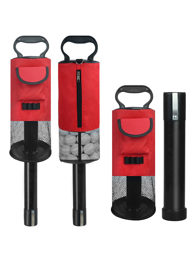 Black and Red Lightweight Golf Retriever with Detachable No-Bend Shag Tube &amp; Mesh Bag Holding Up to 70-Ball