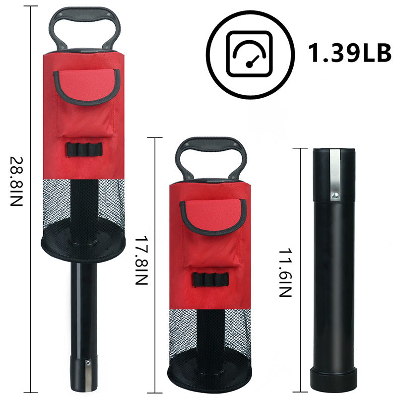 Black and Red Lightweight Golf Retriever with Detachable No-Bend Shag Tube & Mesh Bag Holding Up to 70-Ball