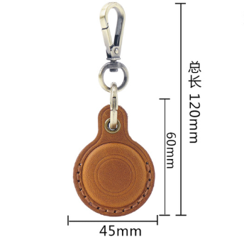 Blue Genuine Crazy Horse Leather Case for Apple AirTag Protective Tracker Holder Keychain with Metal Clip Anti-Lost Fob for Keys Pets Luggage