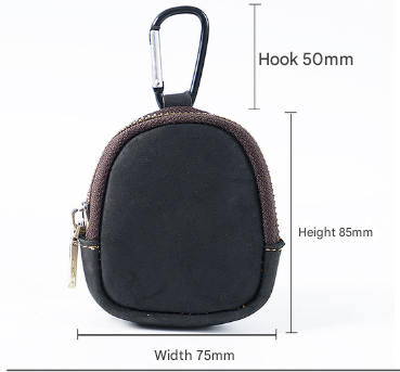 Green Genuine Crazy Horse Leather Mini Coin Purse Zipper Shell Pouch Small Earphone Case Key Holder with Carabiner Clip 8.5cm for Travel
