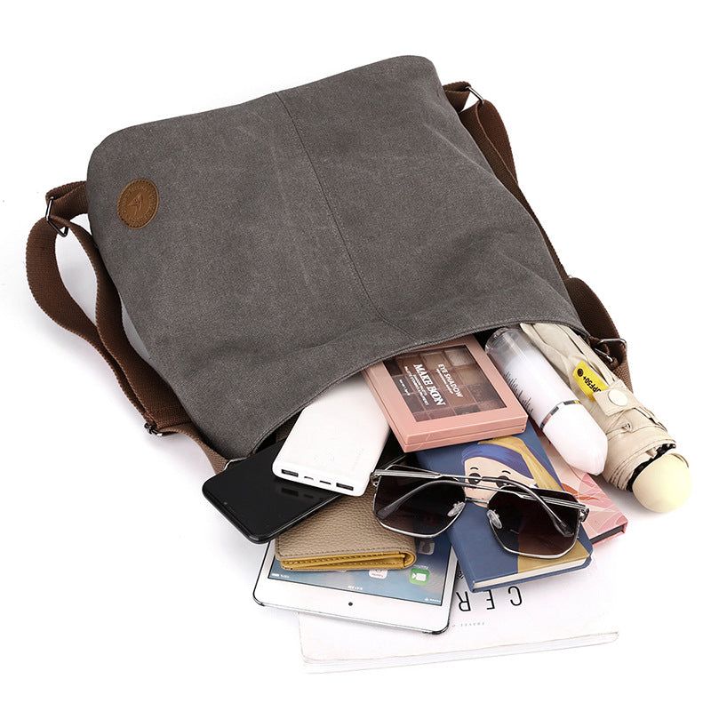 Grey Versatile 3-in-1 Canvas Backpack and Shoulder Bag Large Capacity Handbag for Women Ideal for Travel School and Everyday Use