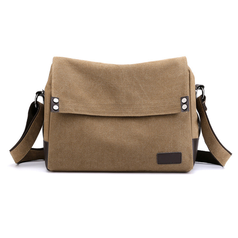 Brown Men's Large Capacity Canvas Messenger Bag Lightweight Multi-Pocket Crossbody Shoulder Bag for Work Casual Travel iPad Compatible