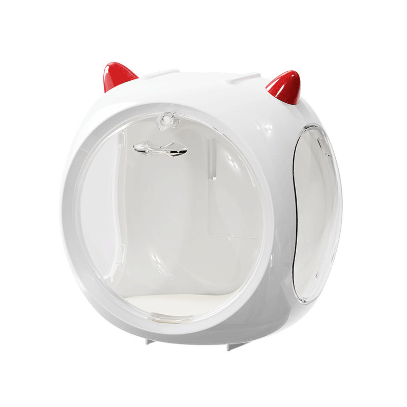 White Cute Magnetic Display Case - Dustproof 'Space Capsule' Box for Figures &amp; Collectibles