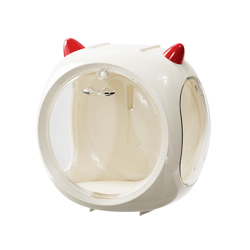 Beige Cute Magnetic Display Case - Dustproof 'Space Capsule' Box for Figures &amp; Collectibles