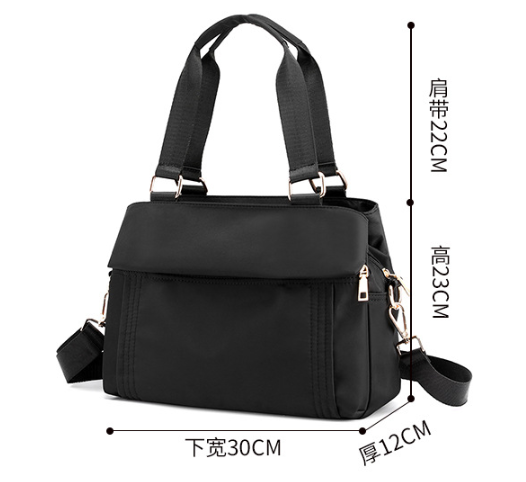 Pink Women's Large Capacity Water-Resistant Nylon Handbag Multi-Compartment Crossbody Shoulder Bag for Work Travel and Daily Use 30cm