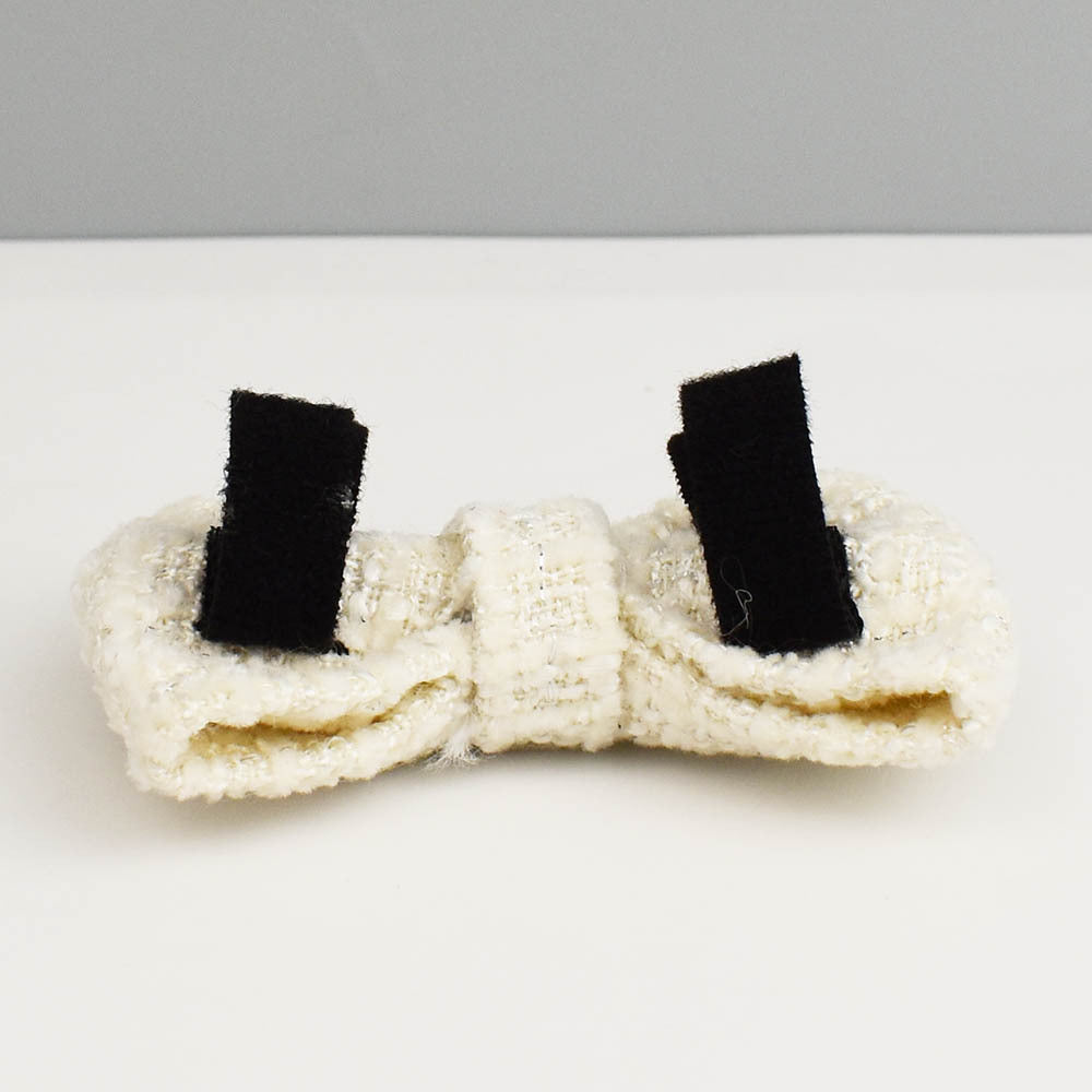 S Pink Elegant Tweed Pet Collar and Leash Set - Adjustable Cat and Small Dog Collar with Removable Bow Tie and Gold Bell