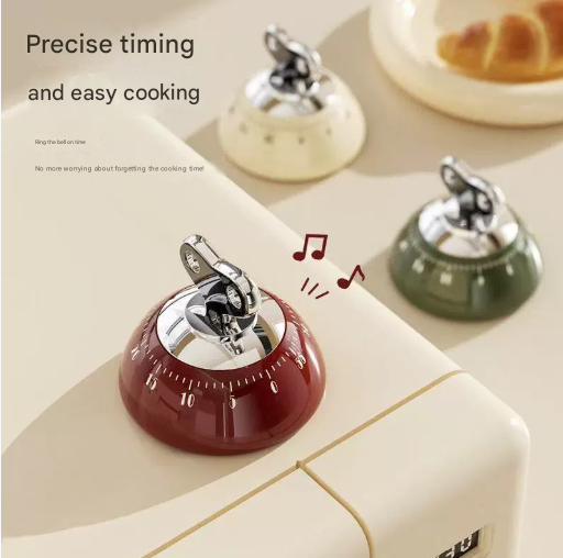 Green Magnetic Mechanical Kitchen Timer - 60-Minute Visual Countdown Clock for Cooking, Study, and Kids Time Management - No Battery Required