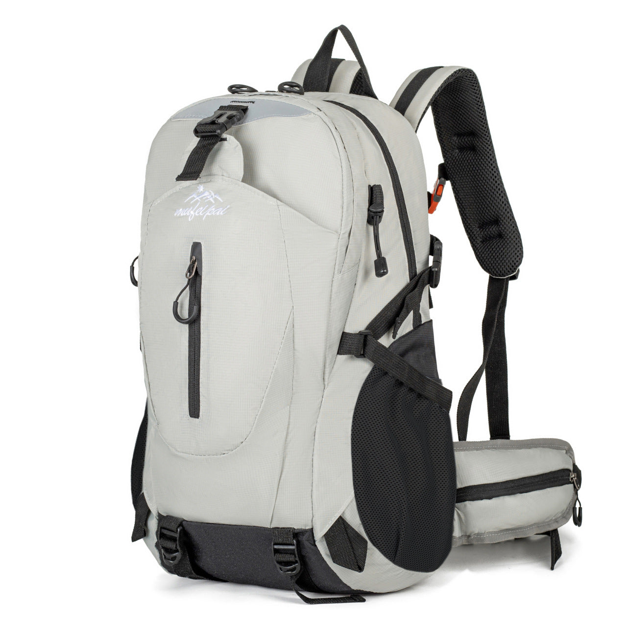 Grey Professional Large Capacity Hiking Backpack - Waterproof Lightweight Outdoor Trekking Rucksack with Hydration Port and Emergency Safety Whistle