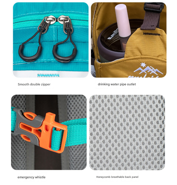 Grey Professional Large Capacity Hiking Backpack - Waterproof Lightweight Outdoor Trekking Rucksack with Hydration Port and Emergency Safety Whistle