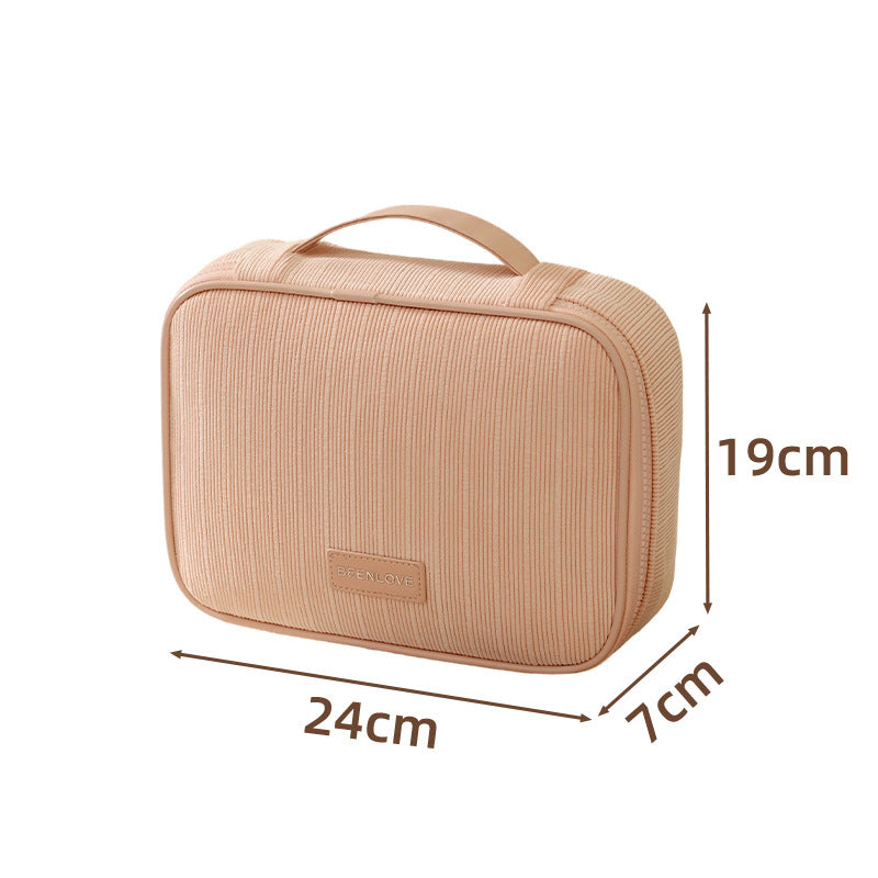 Pink Professional Large Capacity Travel Makeup Bag - Multifunctional Cosmetic Organizer with Dedicated Brush Slots and Portable Handle