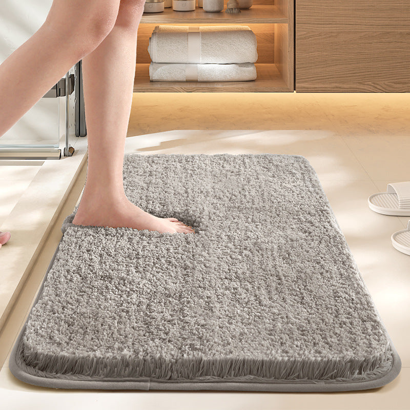 Light Grey 50*80cm Luxury 3.5cm Shag Bath Mat | Silver Ion Antibacterial Technology | Quick Dry Non-Slip TPR Bathroom Rug
