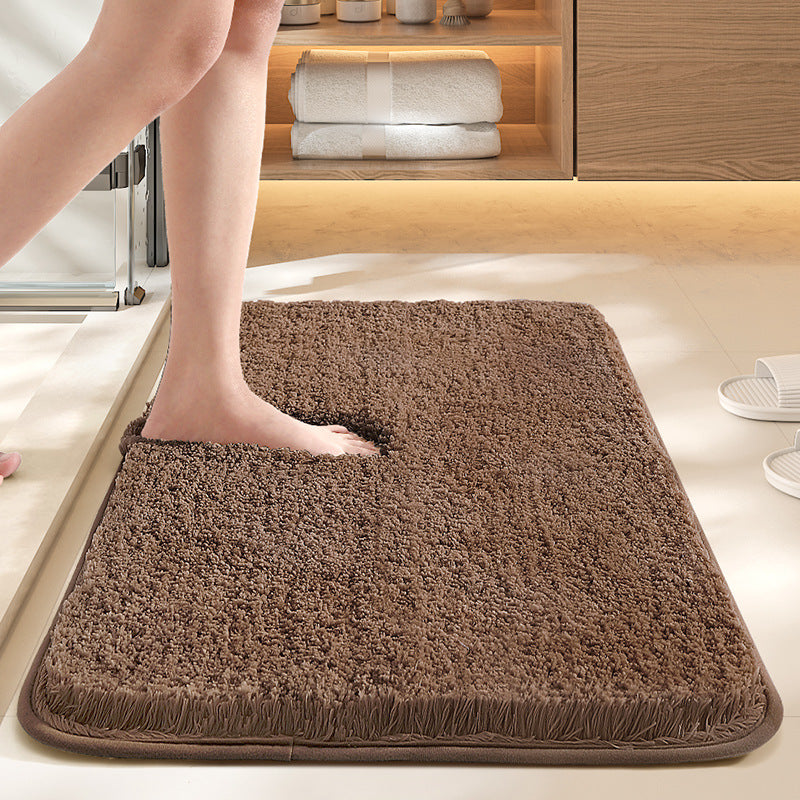 Brown 40*60cm Luxury 3.5cm Shag Bath Mat | Silver Ion Antibacterial Technology | Quick Dry Non-Slip TPR Bathroom Rug