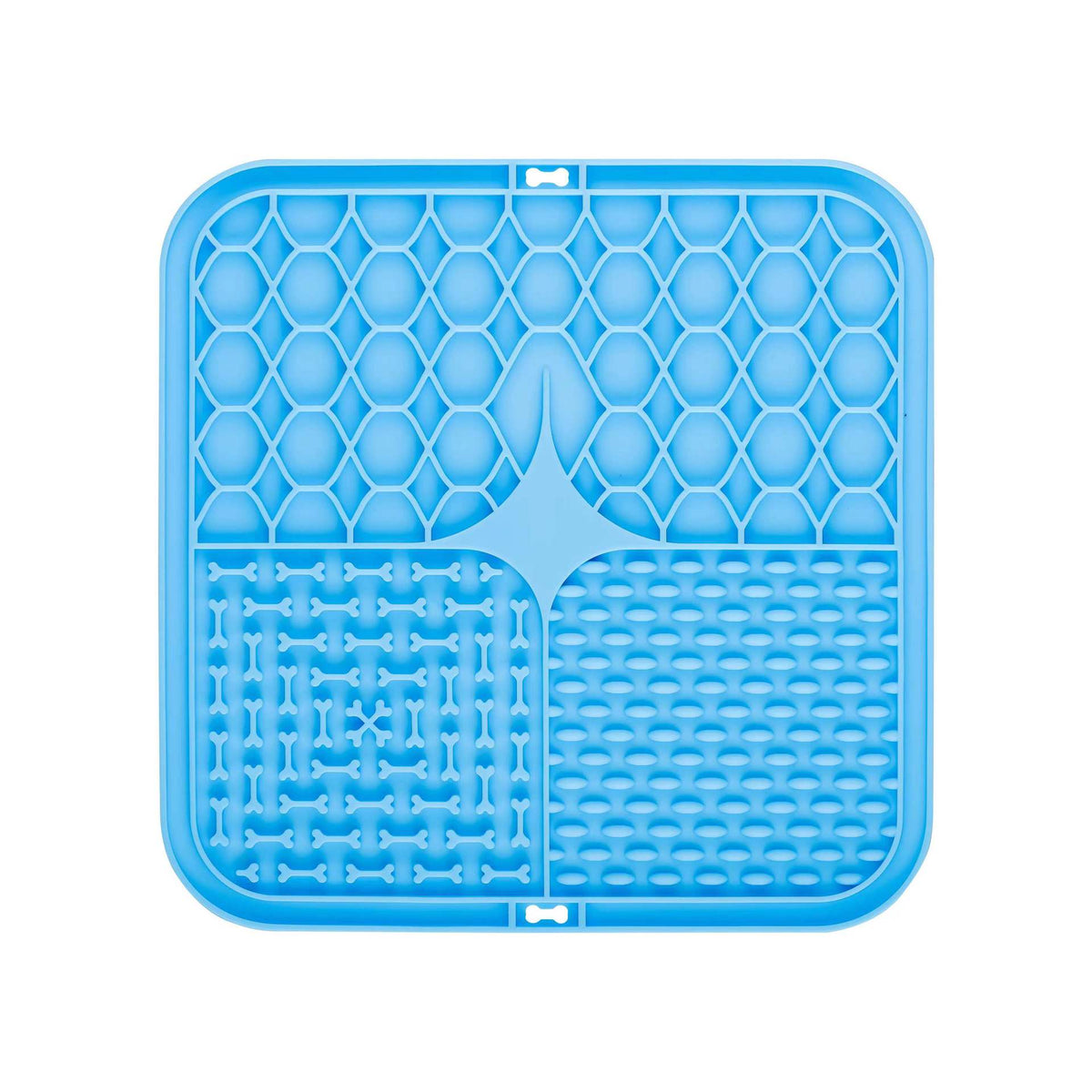 2PCS Blue 20 x 20 cm Silicone Pet Lick Mat | Multi-Zone Slow Feeder Pad with Suction Cups | Anxiety Relief Dog &amp; Cat Bowl