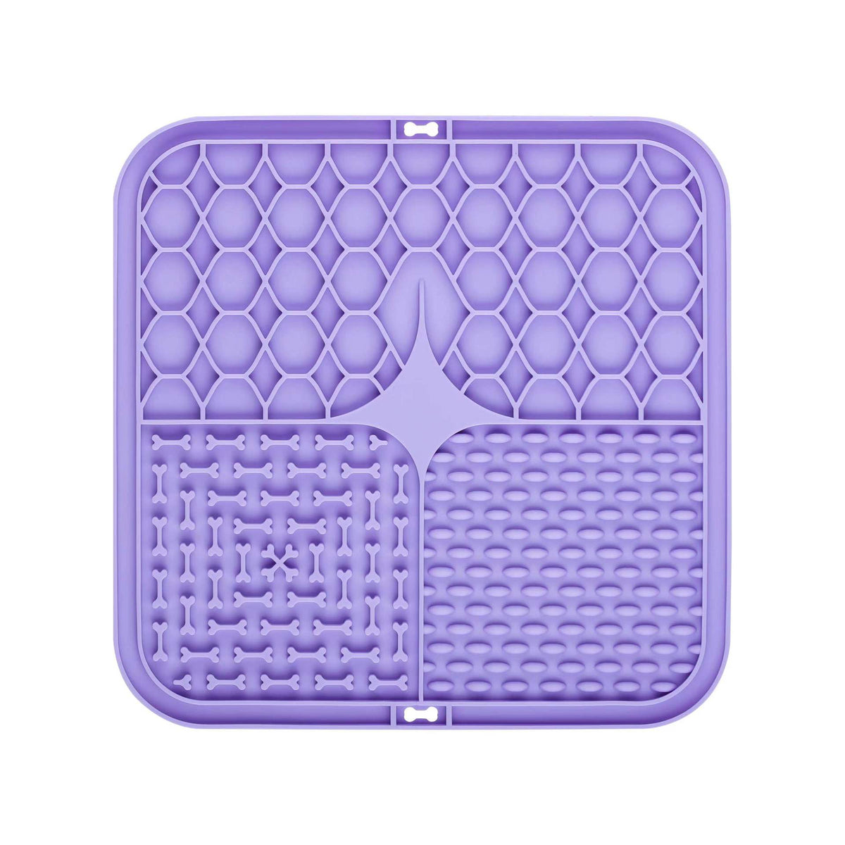 2PCS Purple 20 x 20 cm Silicone Pet Lick Mat | Multi-Zone Slow Feeder Pad with Suction Cups | Anxiety Relief Dog &amp; Cat Bowl