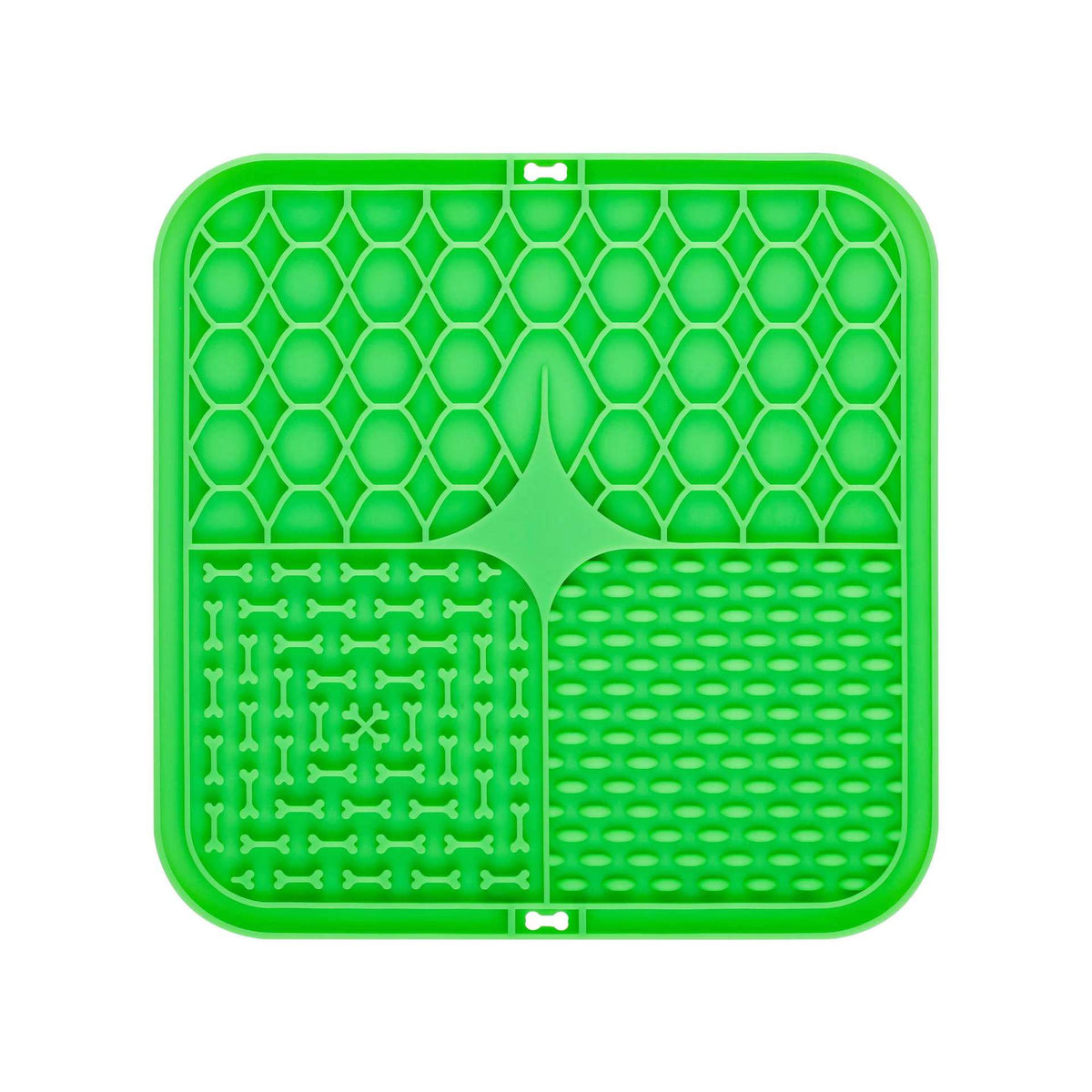 2PCS Green 20 x 20 cm Silicone Pet Lick Mat | Multi-Zone Slow Feeder Pad with Suction Cups | Anxiety Relief Dog &amp; Cat Bowl