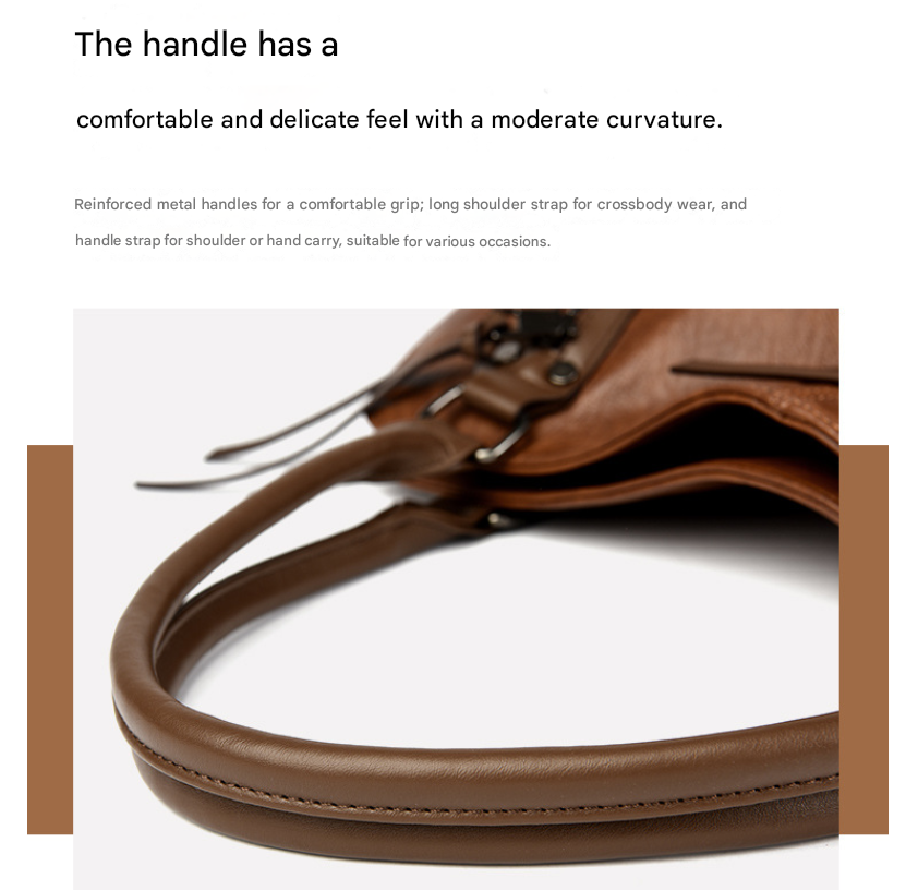 Brown Vintage Soft PU Leather Tote Bag | Large Capacity Multi-Pocket Handbag | Convertible Shoulder & Crossbody Bag