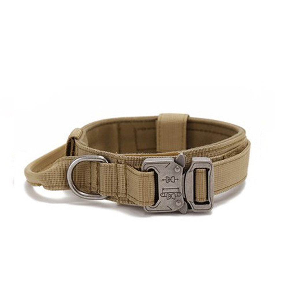 XL Khaki Heavy Duty Tactical Dog Collar | Military Grade Nylon with Zinc Alloy Quick-Release Buckle | Padded Training Collar for Medium to Large Breeds