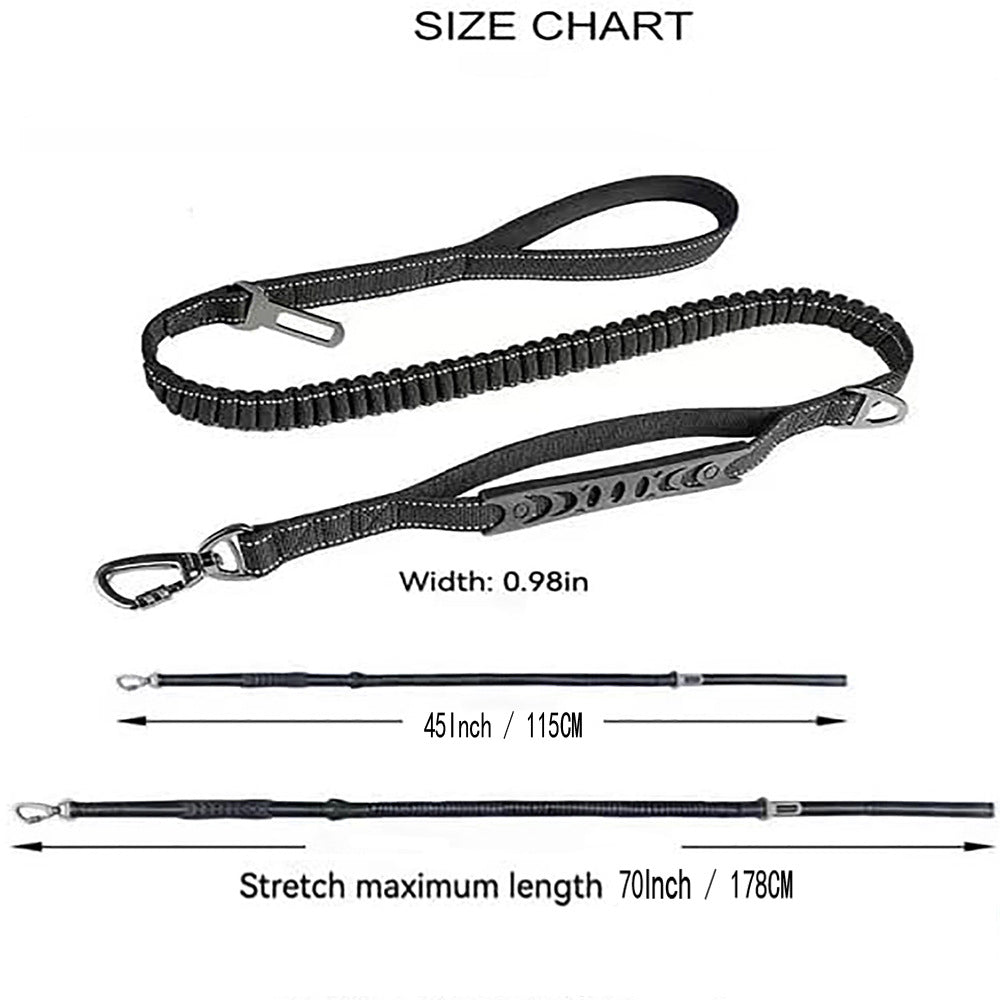Red Heavy Duty Elastic Bungee Dog Leash | Anti-Pull Safety Shock Absorber | Multi-Functional Training Lead for Medium to Large Dogs