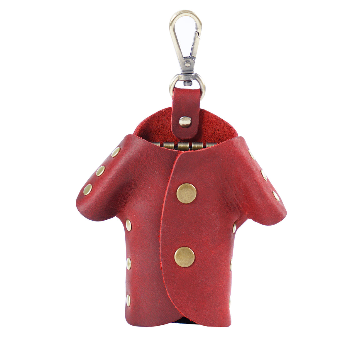 Wine Red Genuine Crazy Horse Leather Key Case Creative Jacket Shape Holder Vintage Cowhide Pouch for Car Fob &amp; House Keys Brown