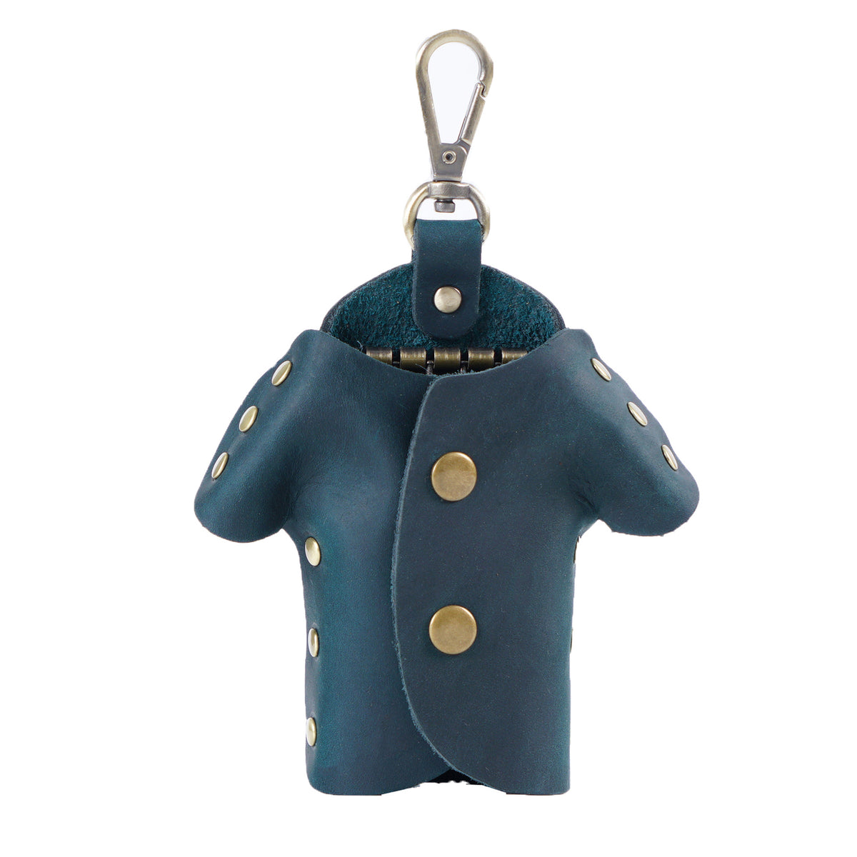 Blue Genuine Crazy Horse Leather Key Case Creative Jacket Shape Holder Vintage Cowhide Pouch for Car Fob &amp; House Keys Brown