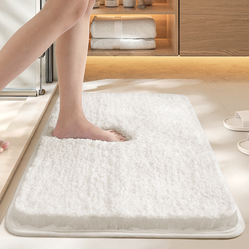 White 40*60cm Luxury 3.5cm Shag Bath Mat | Silver Ion Antibacterial Technology | Quick Dry Non-Slip TPR Bathroom Rug