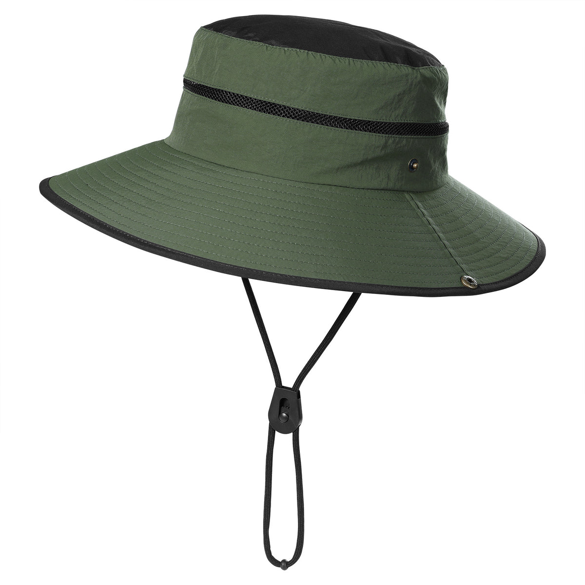 Army Green Foldable Wide Brim Sun Hat Unisex Bucket Safari Cap Adjustable 56-60cm for Fishing Hiking Camping and Outdoor Travel