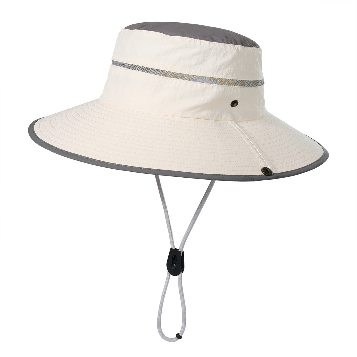 White Foldable Wide Brim Sun Hat Unisex Bucket Safari Cap Adjustable 56-60cm for Fishing Hiking Camping and Outdoor Travel