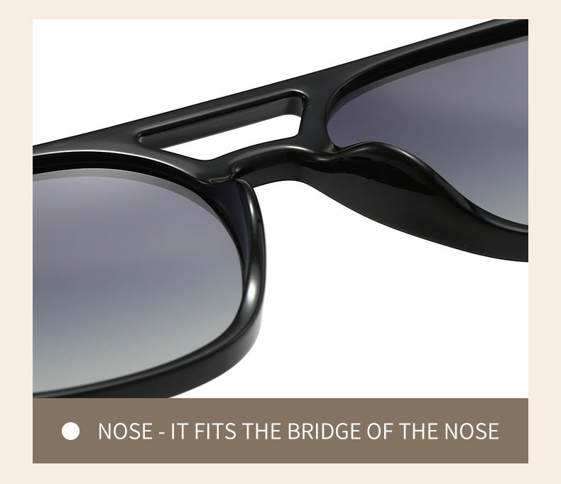 Amber-hued Tea Retro Double Bridge Square Frame Polarized Sunglasses - Driving Sun Protection Eyewear