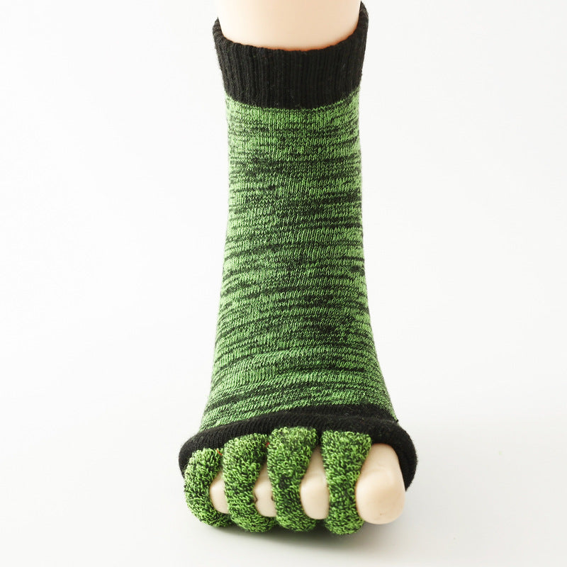 Green Open-Toe Yoga Five-Toe Socks | Bunion Corrector and Anti-Odor Design | Breathable Toe Separator Fitness Wear (One Size)