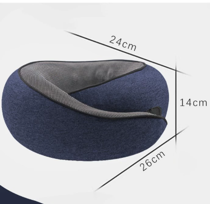 Navy Blue Ergonomic Memory Foam Travel Neck Pillow - U-Shaped Support for Naps &amp; Journeys