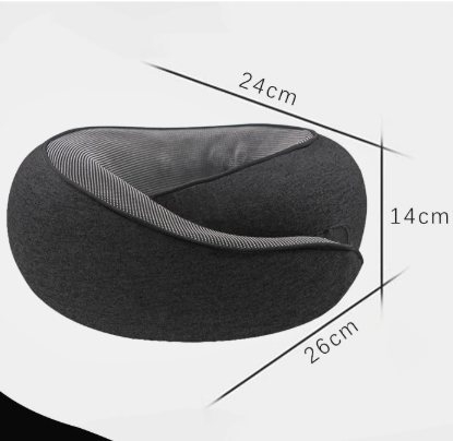 Black Ergonomic Memory Foam Travel Neck Pillow - U-Shaped Support for Naps &amp; Journeys