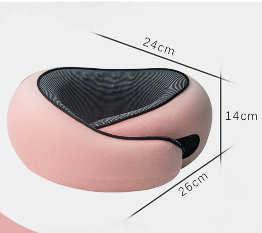 Pink Ergonomic Memory Foam Travel Neck Pillow - U-Shaped Support for Naps &amp; Journeys